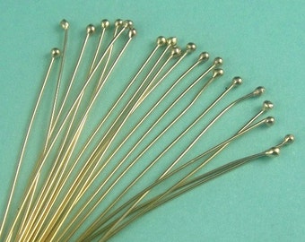 Gold Filled Head Pins, 20 Pcs, 26 gauge, ga, g, 40mm,14k Gold Filled Ball Head Pins- 1.5 inch