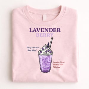 Lavender Berry PNG, Purple Smoothie PNG Design, Blueberry Drink Sublimation File, Cafe Lover Digital Download Clipart Art