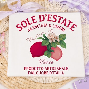 Sole D’estate T Shirt Design, Italian Citrus Graphic Tee, Aranciata Limoni Print, Summer Italy Shirt, Mediterranean Lemon Orange Art