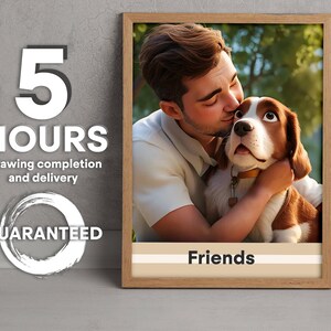 Arte personalizzata per amici, regalo per partner, illustrazione personalizzata del ritratto dell'animale domestico da foto