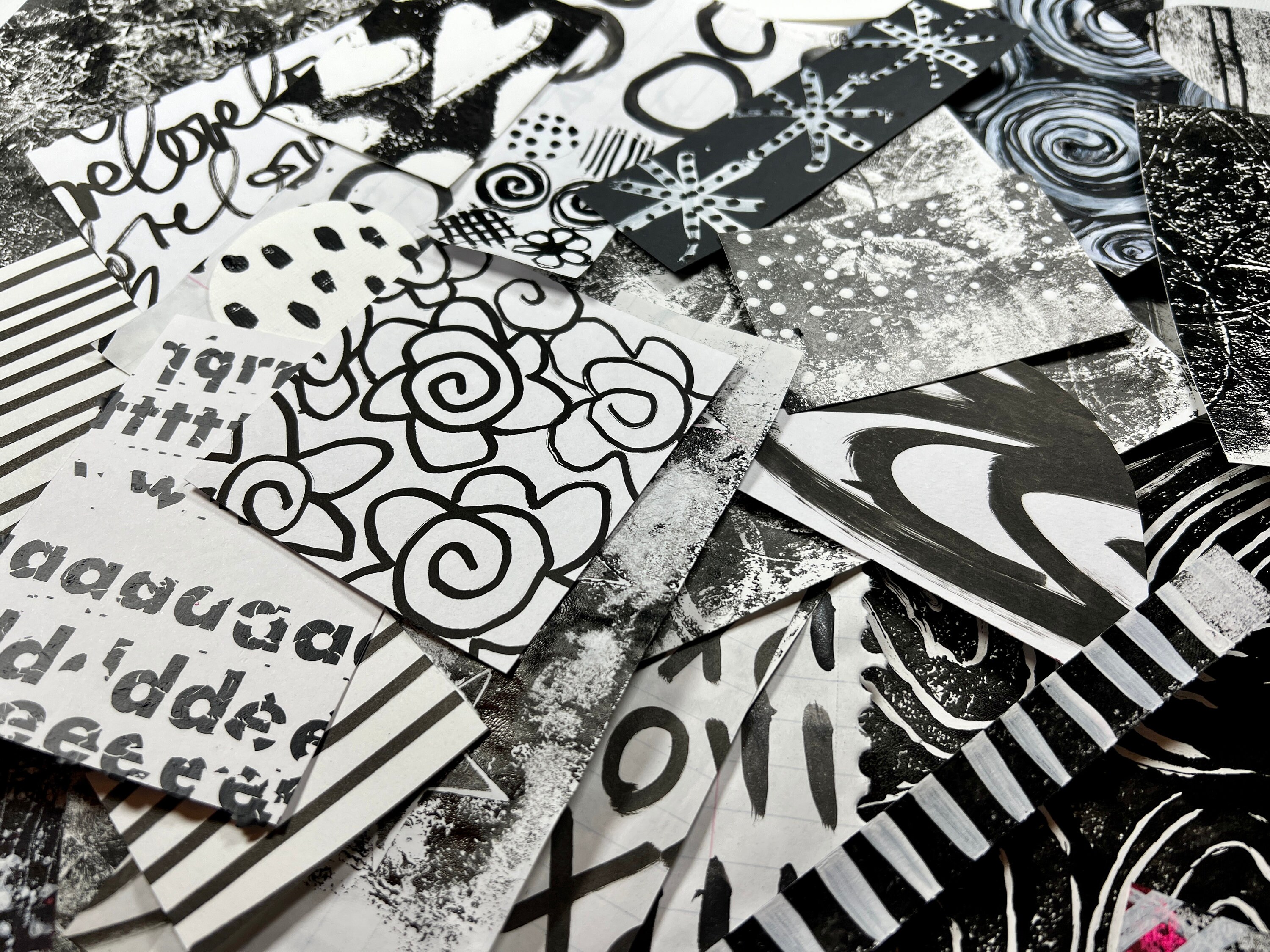 30 Pack Black & White Mixed Media Paper Painting Mystery Pack Hand