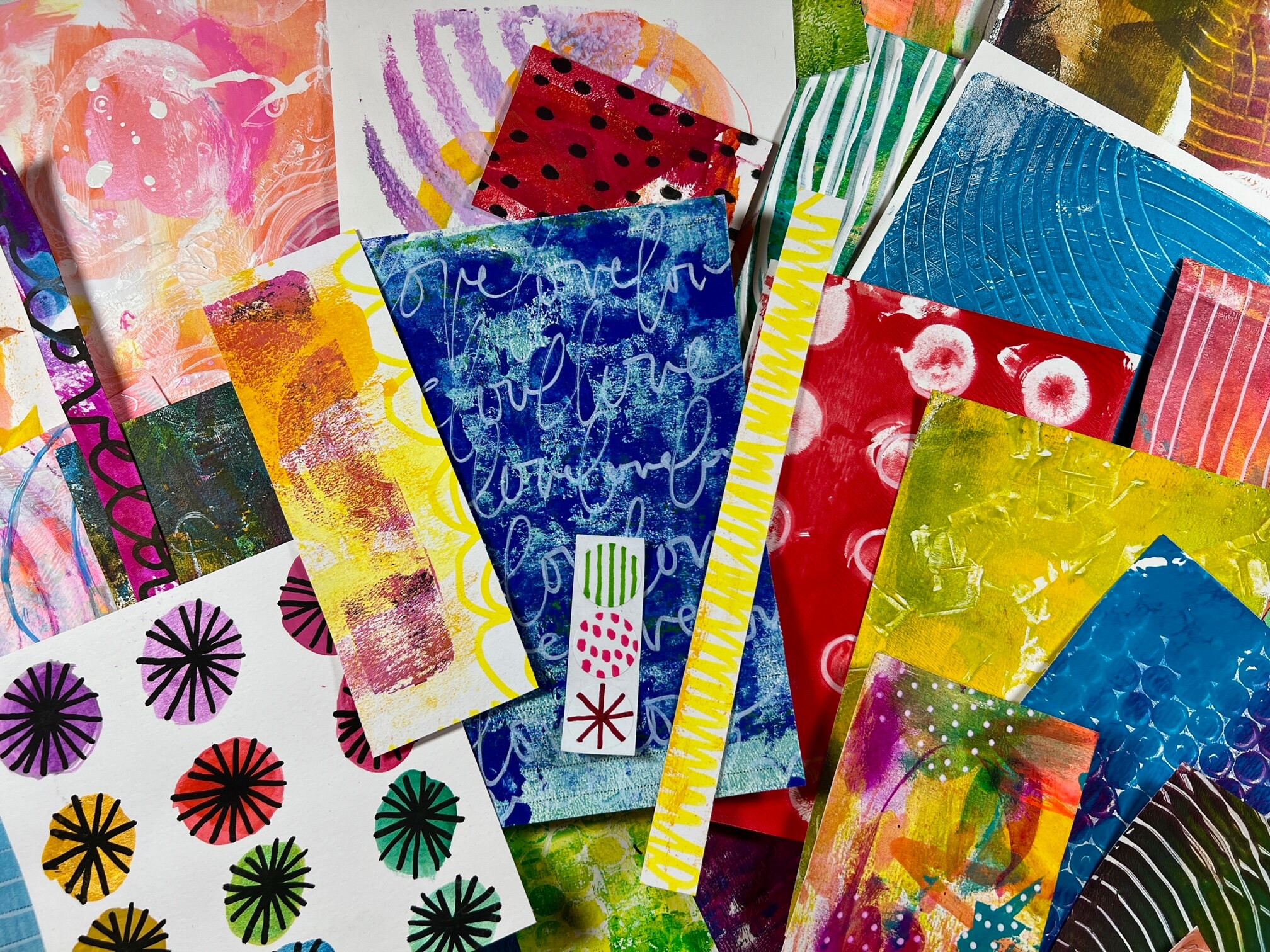 30 Pack Rainbow Mixed Media Paper Painting Mystery Pack Handpainted