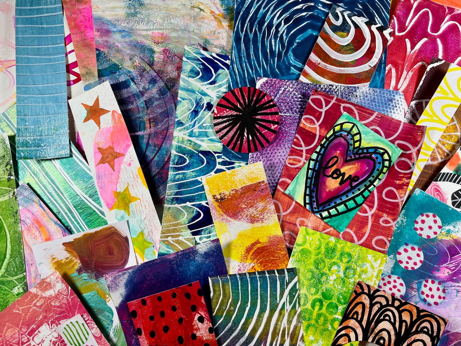 30 Pack Rainbow Mixed Media Paper Painting Mystery Pack Handpainted