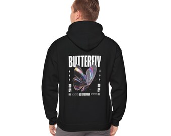 Butterfly 2024 Hoodie Holographic Butterfly Streetwear Black Unisex Sweatshirt