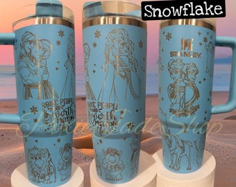 Vaso grabado de copo de nieve / Anna / Elsa / Frozen