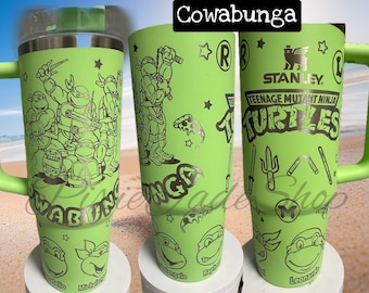 Cowabunga | TMNT | Raphael | Donatello | Michelangelo| Leonardo Engraved Tumbler