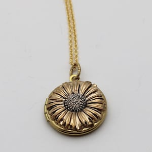 Daisy Locket Necklace • Daisies Jewelry • Flower Blossoms • Personalized Gifts for Women • Custom Photo Lockets • Mourning Memorial • Gift