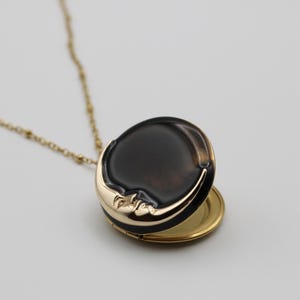 Gold Locket Necklace · Moon Jewelry · Moon Phases · Custom Photo in Locket · Personalized Gifts For Her · Memorial Pendant · Handmade