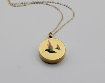Urna de colibrí para cenizas y recuerdos • Collar conmemorativo de cenizas • Collares de duelo • Regalos de duelo por mascotas • Collar de regalo de colibríes