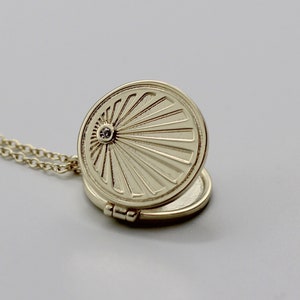 Locket Necklace Gold Sunburst · Custom Photo Pendant · Gold Silver Layering Necklaces · Personalized Gift For Her · Sun Jewelry · Minimalist