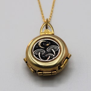 Medaillonketting • Sieraden maan en paddenstoelen • Gepersonaliseerde kettingcadeau • Verjaardagscadeau voor haar • Aangepast portretcadeau • Cadeau voor hem