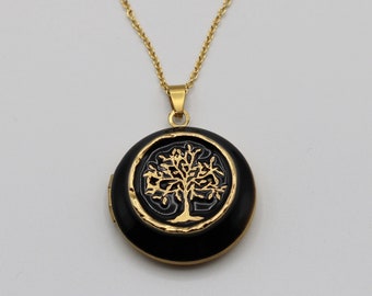 Locket Tree of Life Necklace Family Tree Lockets Jewelry Pendant Custom Photo Necklaces Gold Roots Trees Nature Quote Layering Unique Gifts