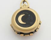 4 Photo Locket Moon Crescent Moon Phases Necklace Jewelry Galaxy Lockets Antique Space Stars Planets Outer Space Custom Personalize Photos