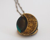 Vintage Locket Crescent Moon Necklace Space Brass Mom Gifts Jewelry Galaxy Lockets Space Stars Planet Outer Space Custom Personalize Photos