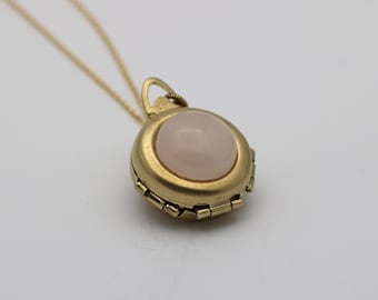 Locket Necklace Rose Quartz · 4 Photo Locket · Custom Photograph Lockets · Personalized Gifts · Mourning Memorial Jewelry · Light Pink Blush