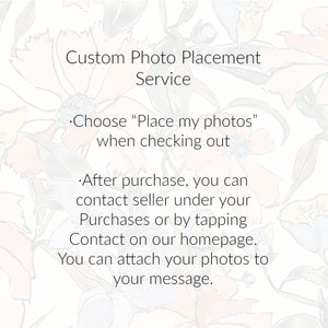 Peut inclure: Image avec texte : &laquo; Service de placement photo personnalis&eacute; &raquo;. Instructions : Choisissez &laquo; Placer mes photos &raquo; lors du paiement. Contactez le vendeur apr&egrave;s l'achat via Achats ou Contact sur la page d'accueil.