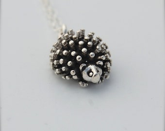 Hedgehog Sterling Silver Charm Necklace Hedgehogs Gift Animal Lover Gifts Woodland 3D Gifts for Her