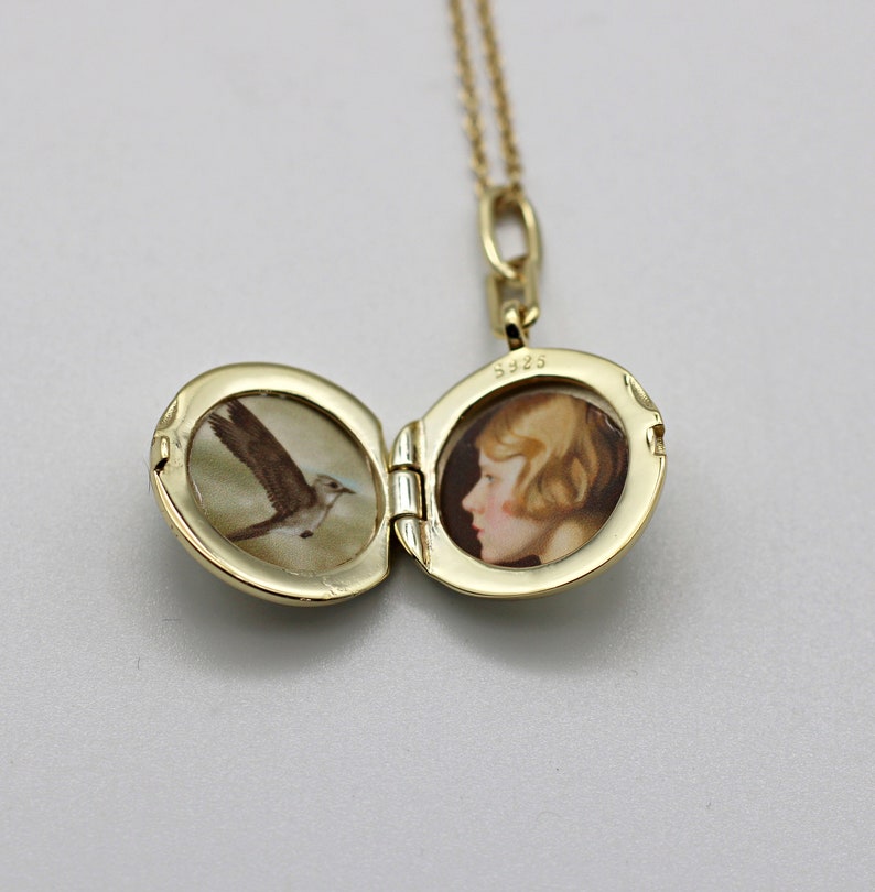 Gold Locket Necklace Moon Jewelry Custom Photo Lockets Personalized Gifts Unique Gift Crystal Jewelry Mourning Memorial image 3