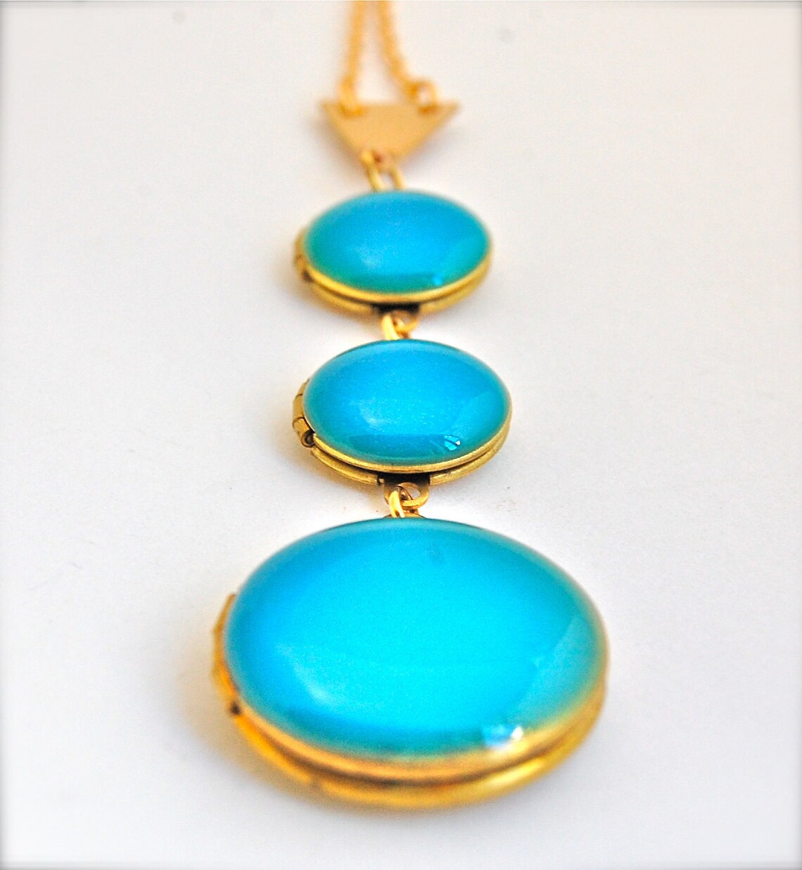 Locket Necklace Turquoise Teal Enamel Lockets Necklace Etsy