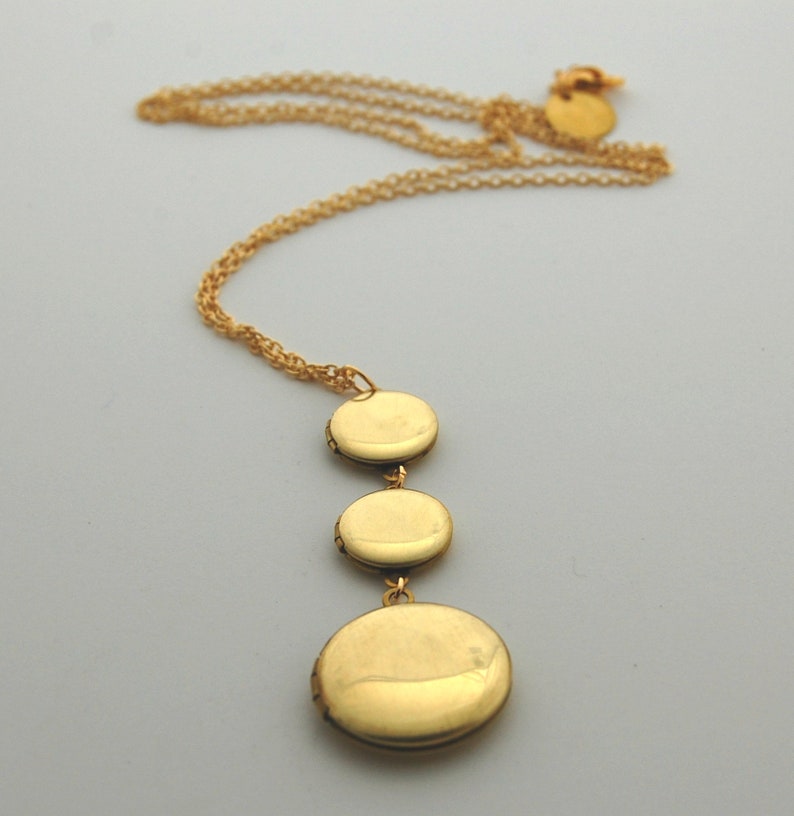Lockets Necklace Vintage Trio of Lockets Three Brass Lockets Etsy