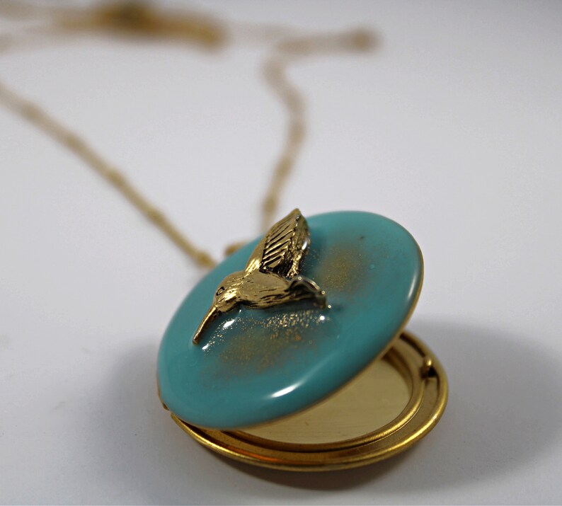 Hummingbird Locket Necklace · Custom Photo Jewelry · Handmade · Unique ...