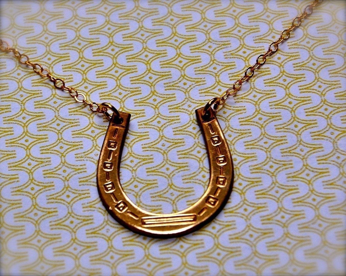 Horseshoe Necklace Brass and Gold - Etsy