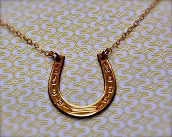 Brass Horseshoe Necklace · Minimalist Jewelry · Gold Layering Necklace · Lucky Horseshoe · Handmade Gifts · Horseshoe Jewelry