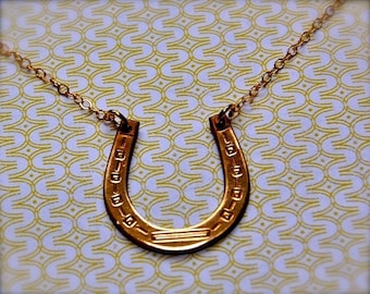 Brass Horseshoe Necklace · Minimalist Jewelry · Gold Layering Necklace · Lucky Horseshoe · Handmade Gifts · Horseshoe Jewelry