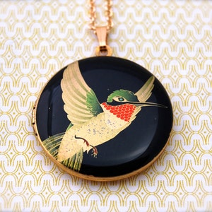 Hummingbird Locket Pendant Necklace image 1