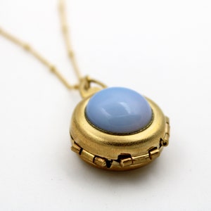 Locket Necklace Glass Sea Opal • 4 Photo Locket • Personalized Gifts • Pendant Necklaces • Minimalist Jewelry • Birthday Gift • Custom