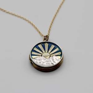 Locket Necklace · Gold Sun Necklaces · Sunburst Pendant · Locket Necklace with Photo · Custom Gift  for Her · Gold Layering Necklace · Gifts