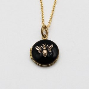 Bee Locket Necklace · Bumble Bee Jewelry · Locket Necklaces with Photo · Custom Gifts for Her · Tiny Things · Gold Locket · Small Locket