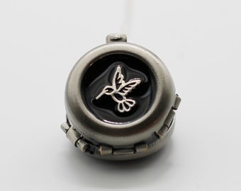 Locket Necklace Silver Hummingbird · 4 Photo Lockets · Handmade Jewelry · Custom Hummingbirds Charm Necklaces · Gifts For Mom · Gift For Her