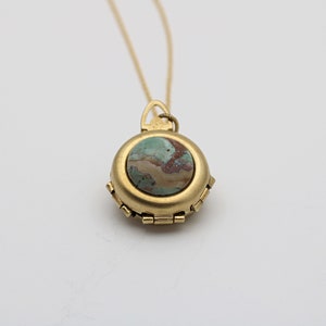 Locket Necklace Green Opal • Personalized Necklace Gift • Custom Portrait Gift • Mourning Jewelry • Gift for Mom • Birthday Gift • Gifts