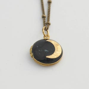 Moon Locket Necklace Tiny Jewelry Gold Layering Necklaces Locket with Photo Handmade Gift Moon and Stars Crescent Moon Necklace image 3