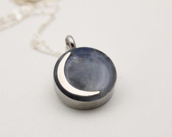 Moon Urn for Ashes and Keepsakes • Ash Memorial Jewelry Necklace • Grief Necklaces • Pet Mourning Gifts • Celestial Jewelry • Moon Jewelry