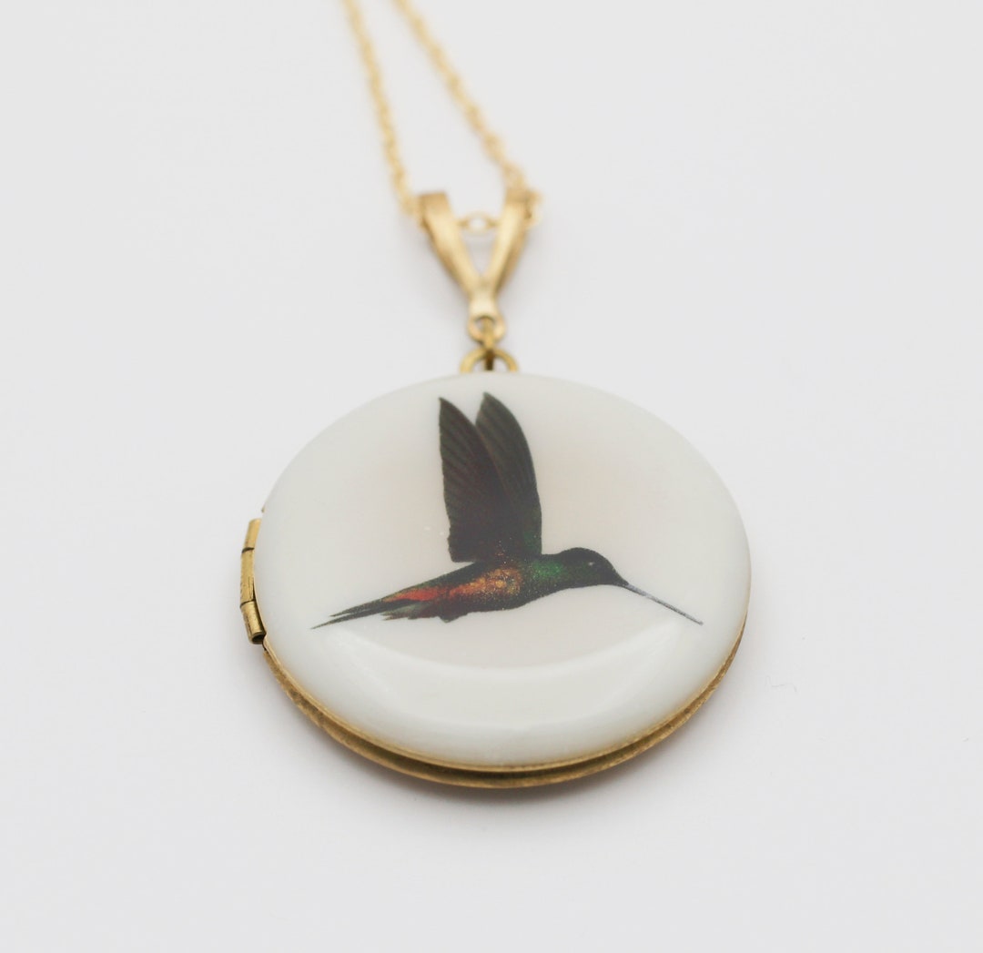 Hummingbird Locket Necklace · Lockets With Photo Gifts · Bird Pendant ...