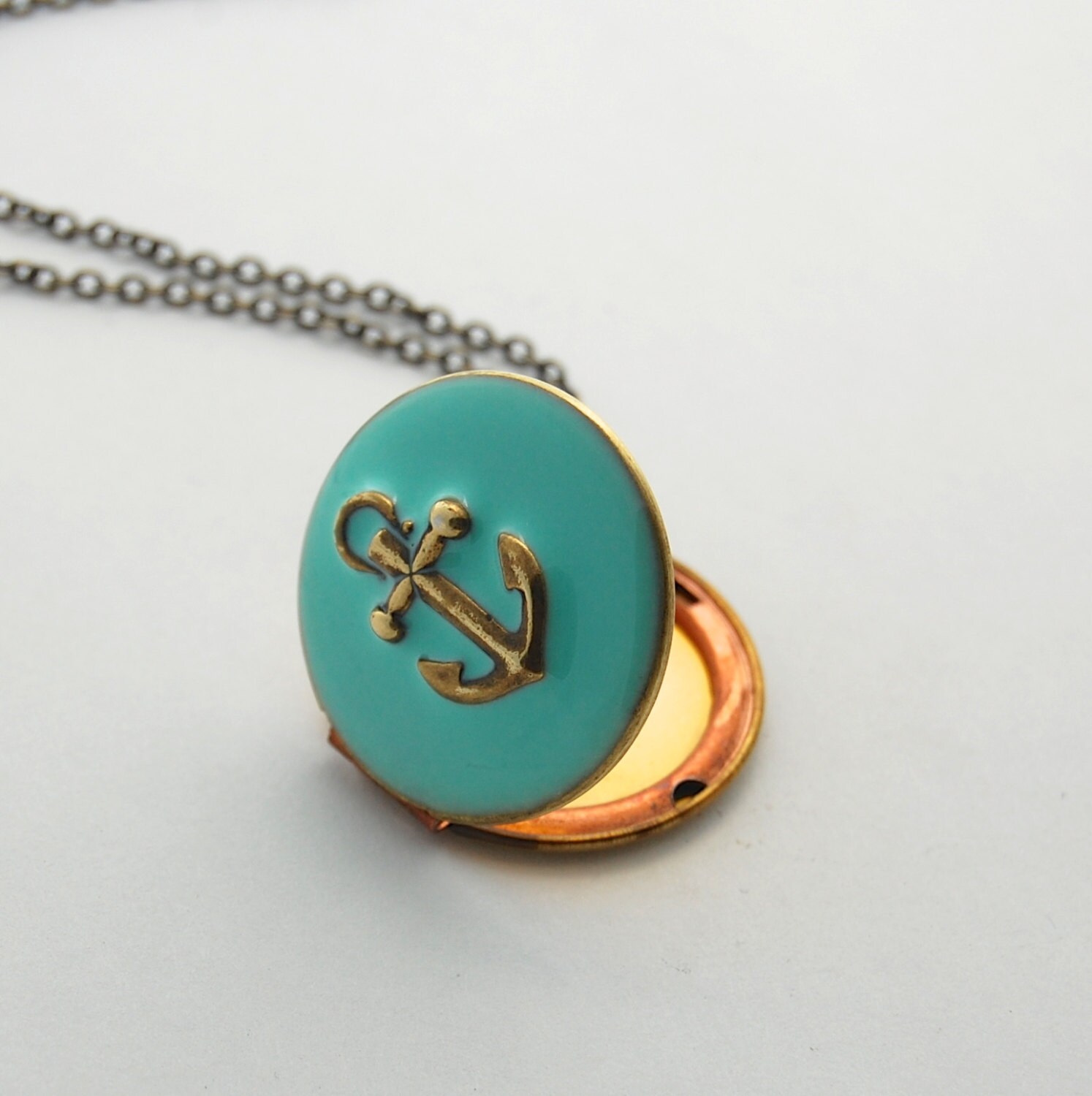 Anchor Necklace Locket Vintage Custom Enamel Jewelry Anchors Charms ...