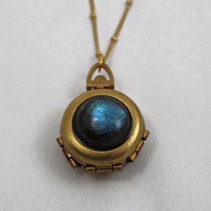 Locket Necklace • Personalized Necklace Gift • Labradorite • Birthday Gift for Her • Gifts for Her • Jewelry • Custom Portrait Gift • Photo