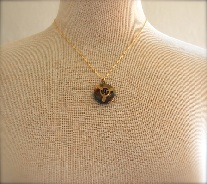 Locket Necklace Airplane Propeller Moving Movable Moveable Etsy