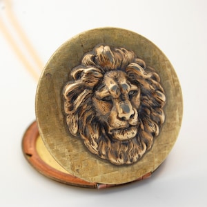 Vintage Locket Necklace • Lion Necklaces • Gift for Her • Gift for Him • Unique • Memorial Gifts  • Long Necklaces • Personalized Jewelry