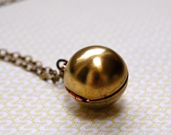 Vintage Locket · Ball Orb Necklace · Custom Photo Locket · Personalized Jewelry · Memorial Locket · Brass Locket · Minimalist Jewelry