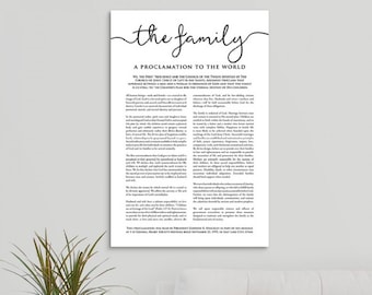 Family Proclamation to the World Canvas Wrap - Sign - Gallery Wrap - LDS Art - LDS Home Decor