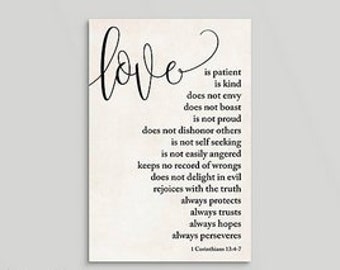 Love is Patient Love is Kind Scripture - Canvas Wrap - Gallery Wrap - Sign - 1 Corinthians 13