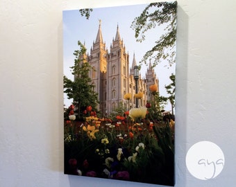 Salt Lake City Utah LDS Temple Photo - Personalized Custom Canvas Gallery Wrap