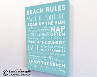 Beach Rules Canvas Wrap - Beach House Rules - Ocean Rules - Lake House Rules