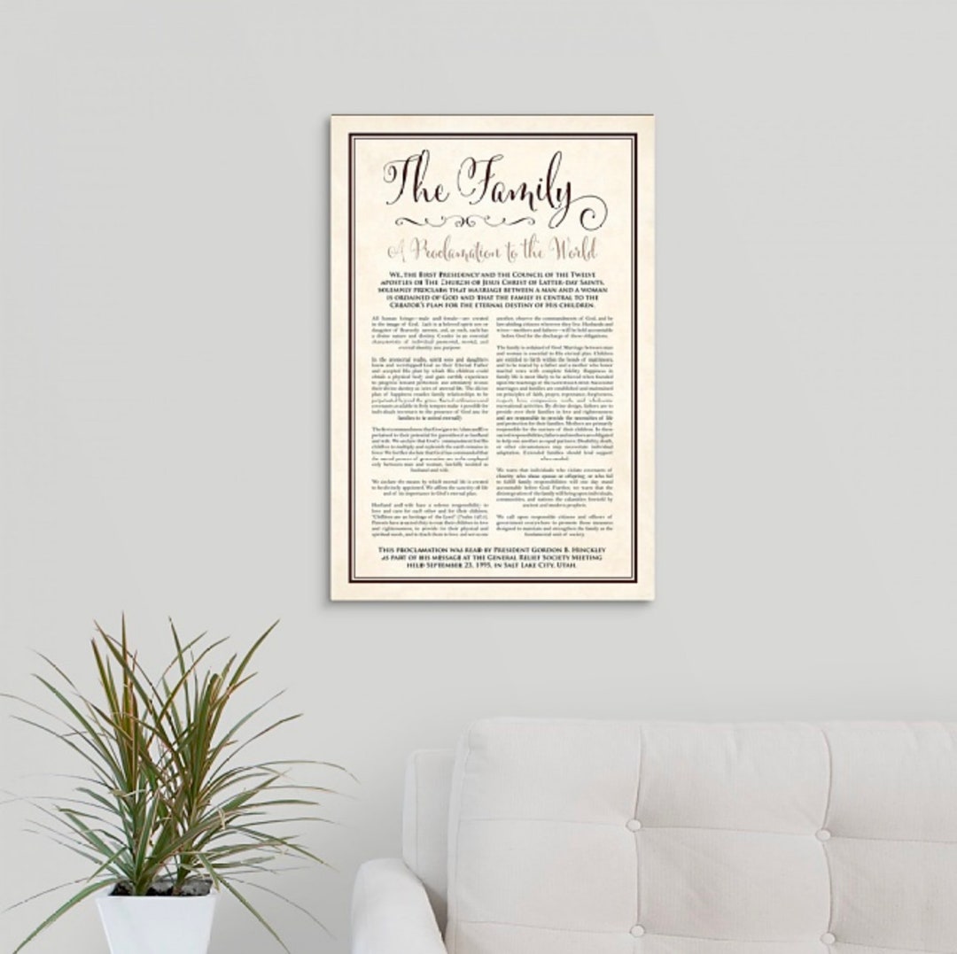 Proclamation Decorative LDS Family Proclamation to the World Canvas Wrap - Sign - Gallery Wrap ...