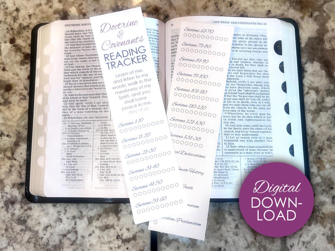 Doctrine & Covenants Reading Tracker Bookmarks Digital Download ...