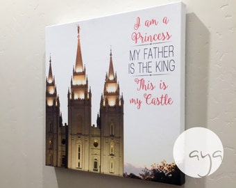 Princess Castle Temple Quote Salt Lake City Utah LDS Temple Custom Canvas Wrap