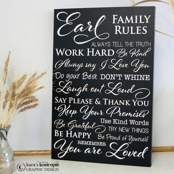 CUSTOM Family Rules Canvas Wrap - Gallery Wrap - Custom Rules - Custom Design